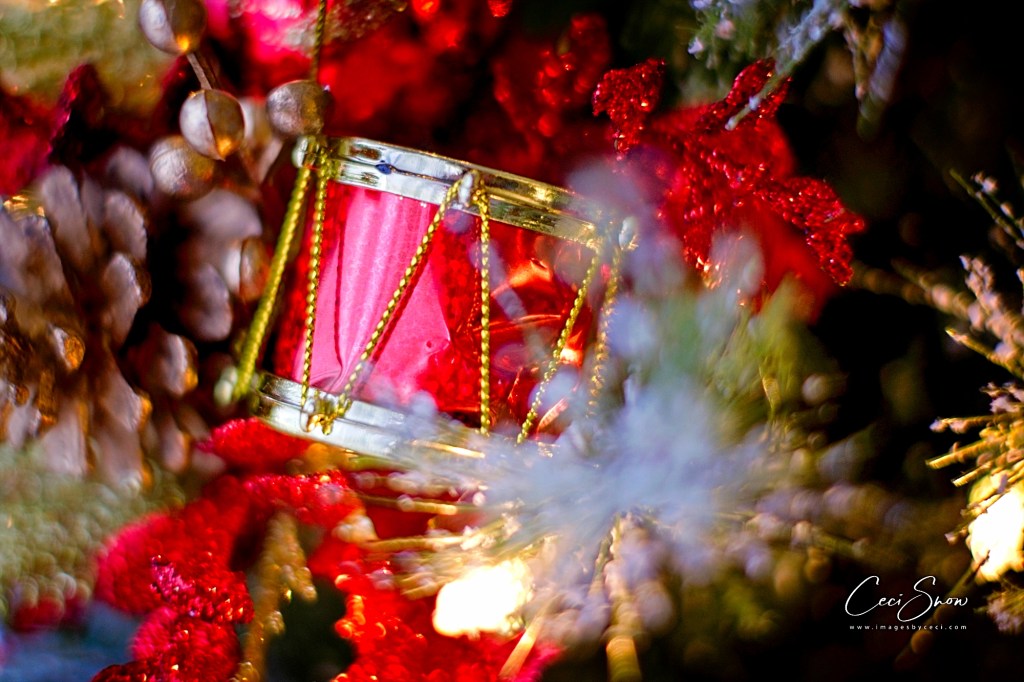 toy drum ornament on the tree