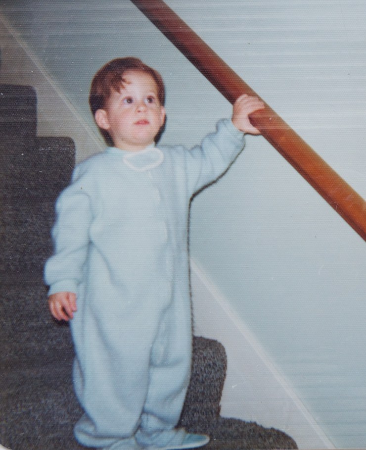 2 year old David in his sleepers.
